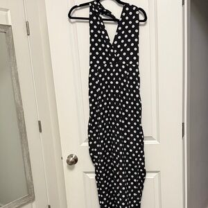 Black and White Polka Dot Halter Jumpsuit